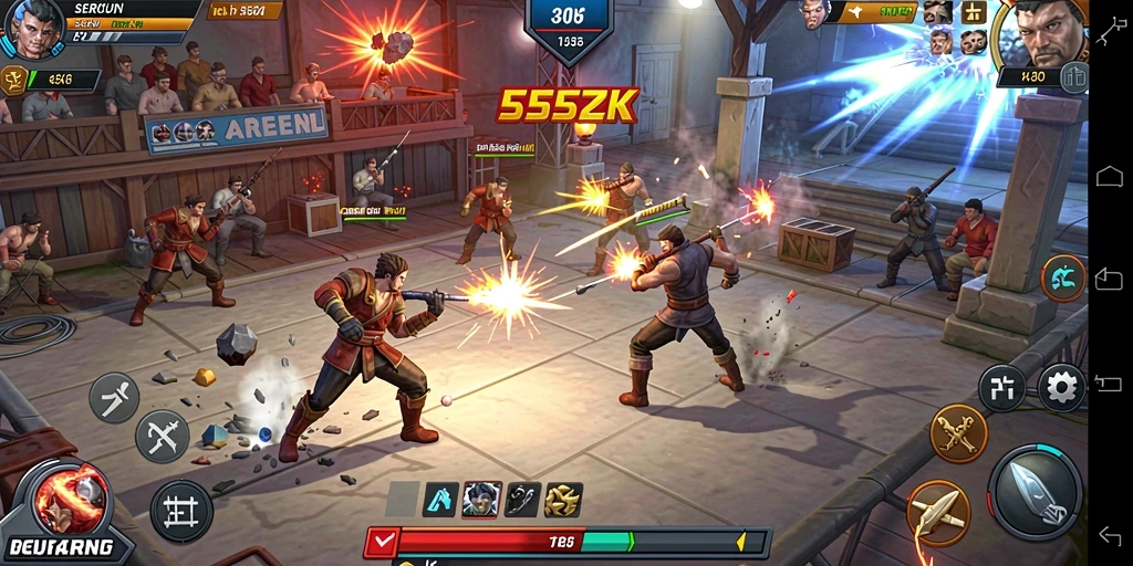 Gameplay 555ZK yang menampilkan pertarungan seru antar karakter.