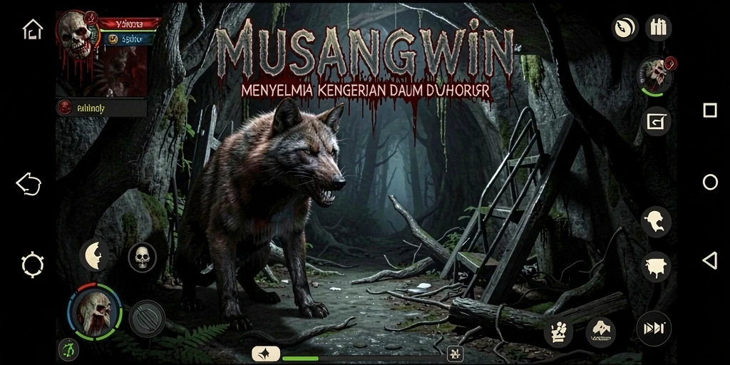 Screenshot menampilkan gameplay mencekam dalam MUSANGWIN.
