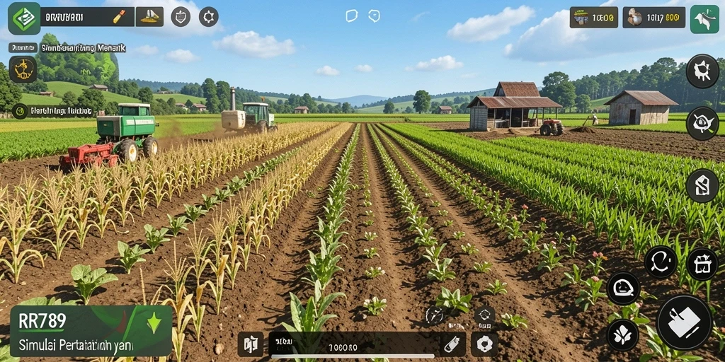 Screenshot gameplay menampilkan aktivitas pertanian yang menarik di RR789.