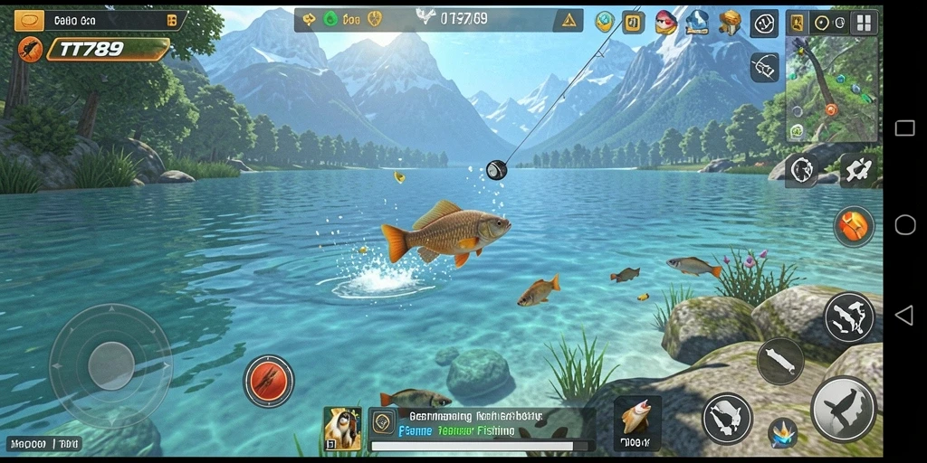 Screenshot gameplay TT789 yang menunjukkan keseruan memancing.