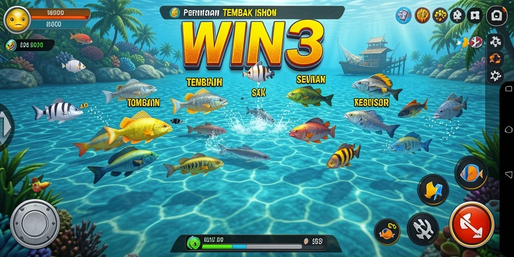 Screenshot gameplay WIN33 menampilkan aksi menembak ikan yang seru.